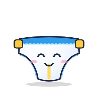 The Diaper Domination mascot: a smiling diaper