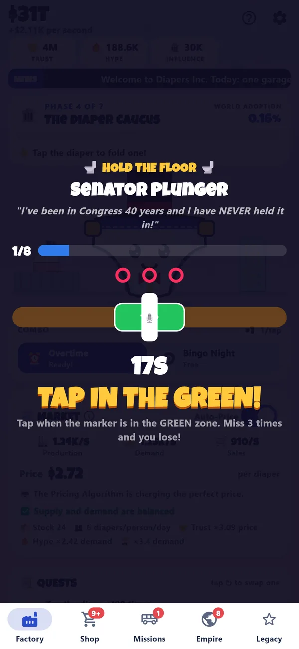A rhythm battle against Senator Plunger